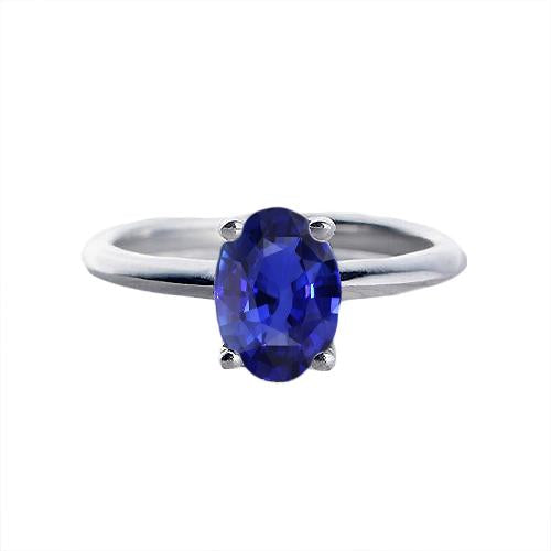 Solitario ovale con gemme anello polo zaffiro blu naturale 1 carato e oro bianco 14 carati - harrychadent.it