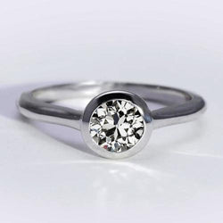 Solitario rotondo con anello di diamanti taglio vecchio miniera lunetta set 1,5 carati
