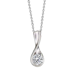 Splendida collana con ciondolo solitario con diamante rotondo da 1 carato F VS1 WG in oro bianco 14 carati