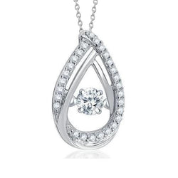 Splendida collana con pendente con diamanti tondi 1.18 carati brillante WG in oro bianco 14K