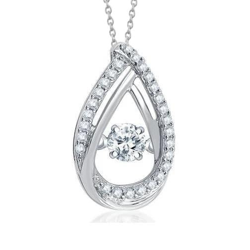 Splendida collana pendente con diamanti taglio brillante rotondo 1.18 ct. WG 14K - harrychadent.it
