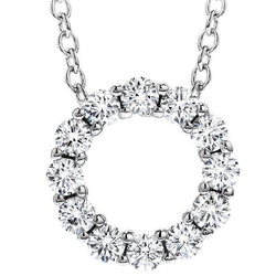 Splendida collana pendente con diamanti tondi da 2,40 carati in oro bianco 14K