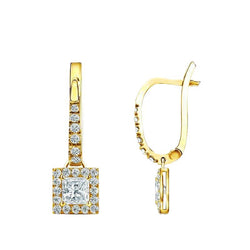 Splendidi orecchini pendenti in oro giallo 14 carati con diamanti da 3,80 carati