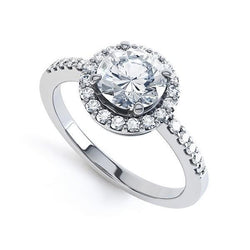 Splendido anello di fidanzamento in oro bianco 14 carati taglio rotondo 3,40 carati con diamanti