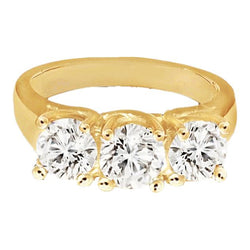 Splendido anello in oro giallo con tre pietre di diamante rotondo brillante da 1.51 ct