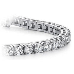 Splendido bracciale tennis con diamanti rotondi 6 carati in oro bianco 14k