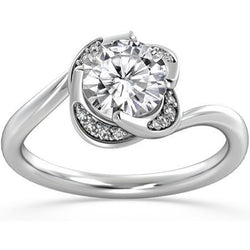 Splendido diamante rotondo da 2,50 carati con anello di fidanzamento in oro bianco 14K