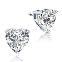 Splendido orecchino da donna con diamanti a taglio cuore da 2 carati in oro bianco 14K