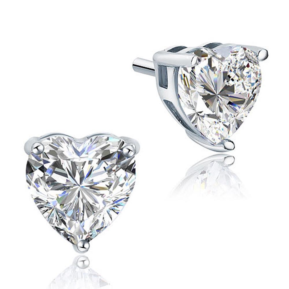 Splendido orecchino da donna con diamanti a taglio cuore da 2 carati in oro bianco 14K - harrychadent.it