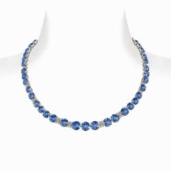 Sri Lanka Zaffiro Blu Diamanti 39,25 Carati Collana Oro 14K