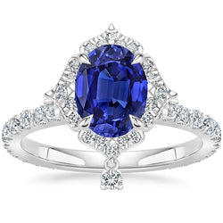 Srilanka Zaffiro Halo Anello Taglio Pera Diamante 6 Carati Stile Piramide