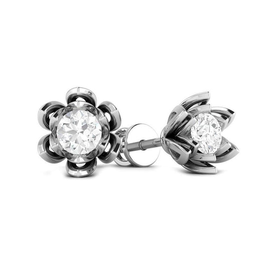Stile fiore 1.50 ct.  Orecchini a lobo da donna con diamanti in oro bianco 14K - harrychadent.it