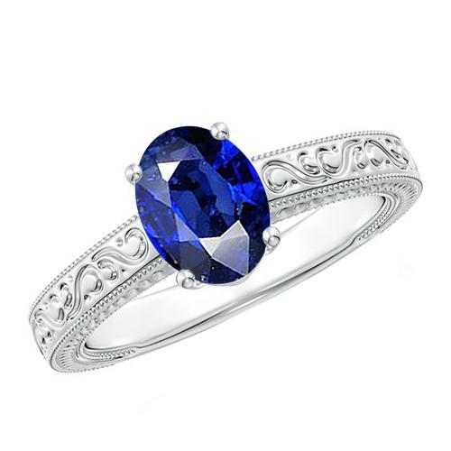 Stile vintage solitario ovale naturale blu ceylon zaffiro 4.50 carati - harrychadent.it