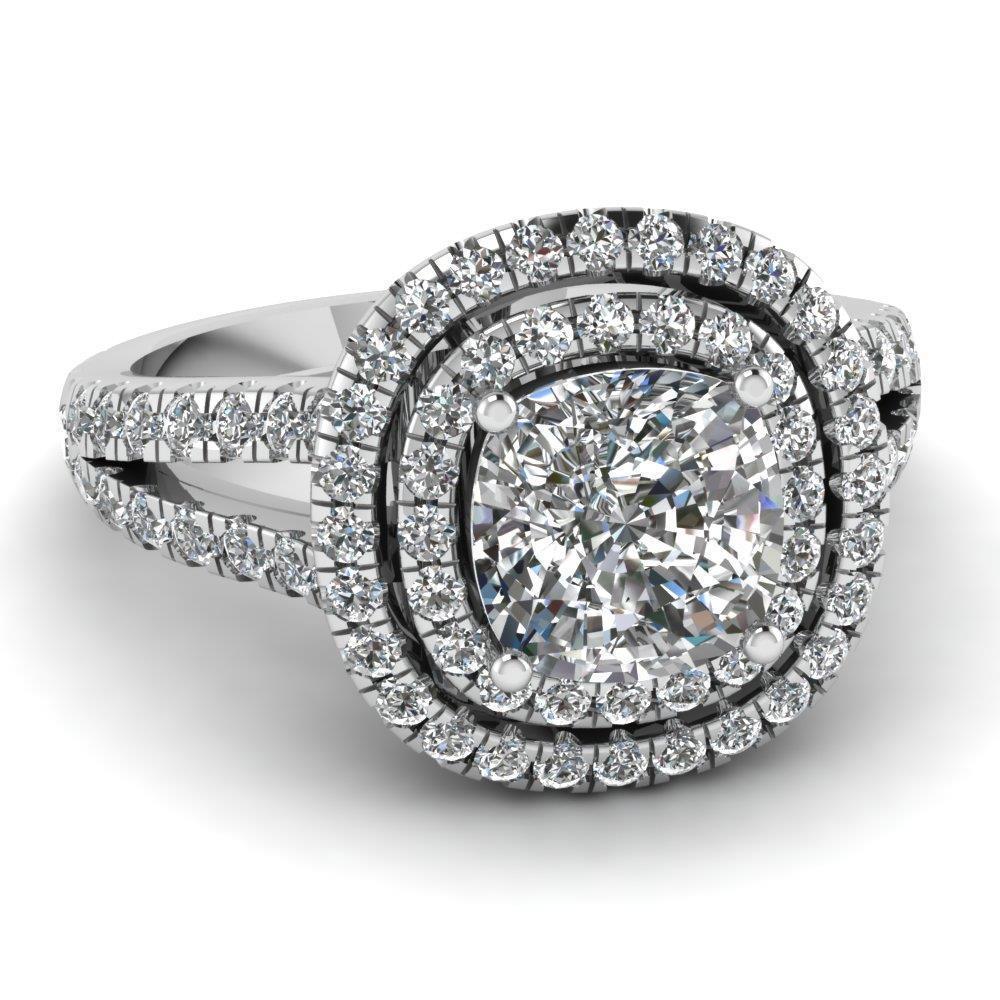 Taglio a cuscino con diamante rotondo anello 3,50 carati oro bianco 14 carati - harrychadent.it