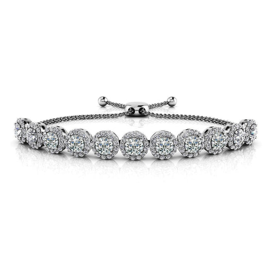 Taglio rotondo Bracciale Donna con Diamanti Naturali Fini Oro Bianco 10.25 Ct - harrychadent.it