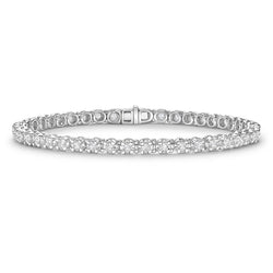 Taglio rotondo Bracciale Tennis con Diamanti Naturali Oro Bianco 14K 4.40 Carati