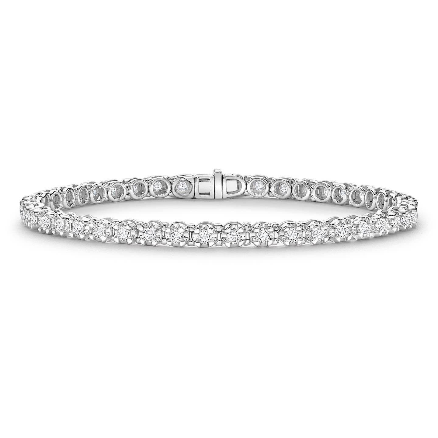 Taglio rotondo Bracciale Tennis con Diamanti Naturali Oro Bianco 14K 4.40 Carati - harrychadent.it