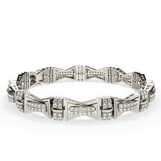 Taglio rotondo piccolo naturale 7,50 ct. Bracciale da uomo con diamanti 14K Wg Nuovo - harrychadent.it