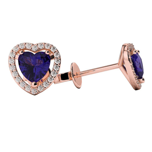 Tanzanite 4 carati con orecchino a lobo con diamante in oro rosa 14K - harrychadent.it