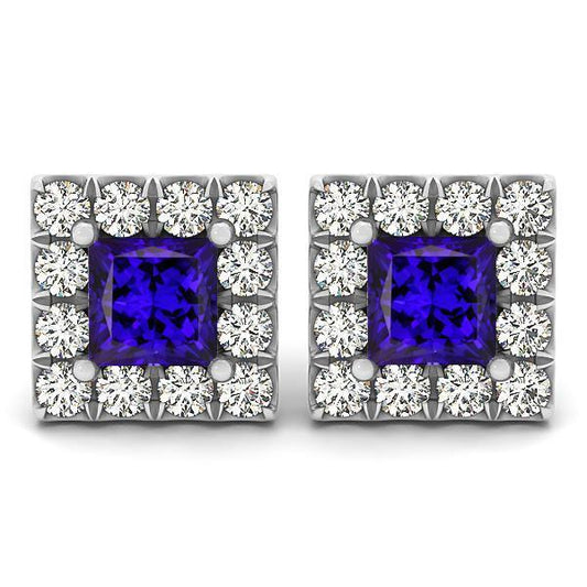 Tanzanite Blu Con Diamanti 6.50 Carati Orecchini Donna Halo - harrychadent.it