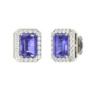 Tanzanite Con Diamante 9 Carati Orecchini Donna Stud Pave - harrychadent.it