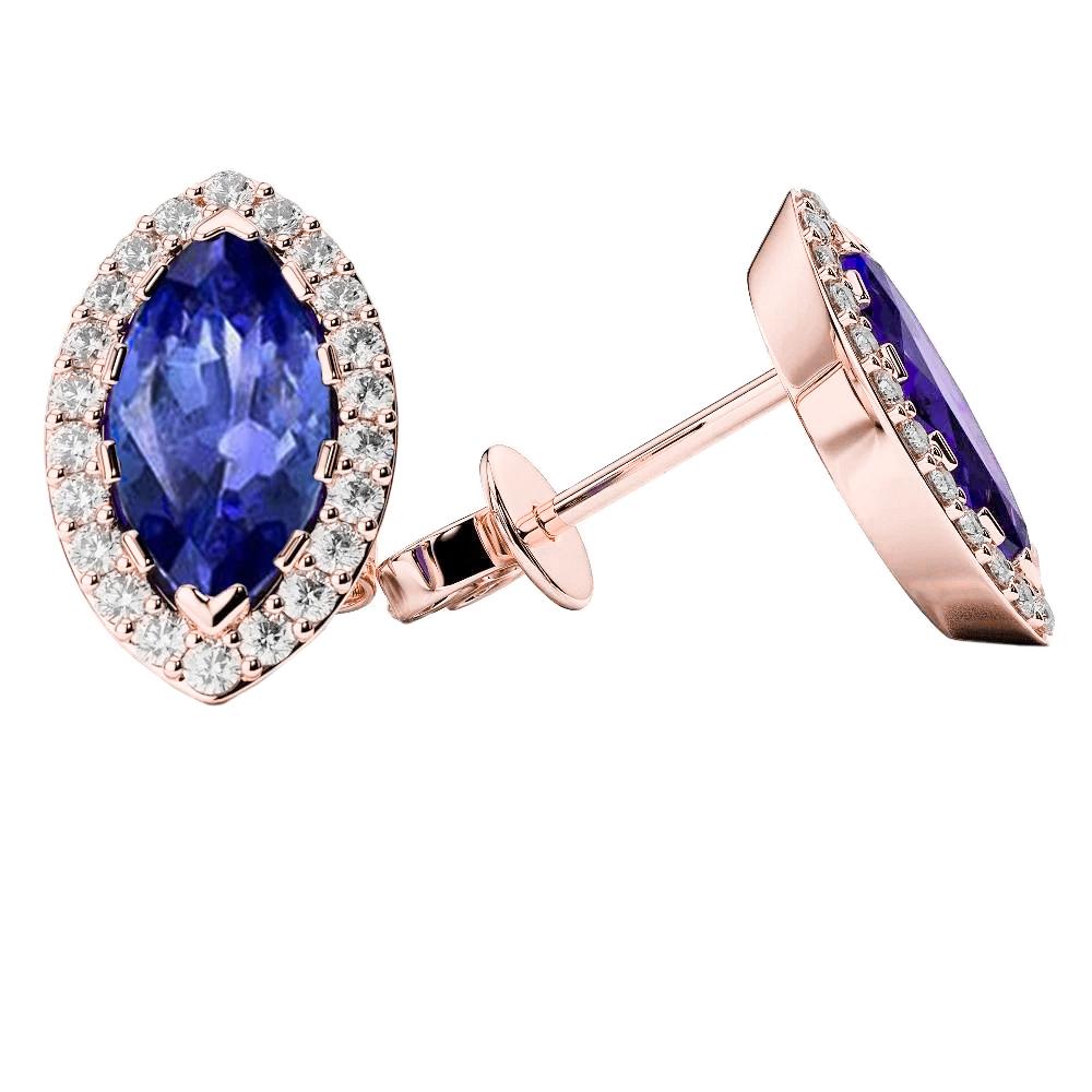 Tanzanite Con Diamanti 4.20 Carati Orecchini Da Donna Rg 14K - harrychadent.it