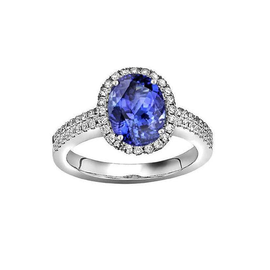 Tanzanite Ovale E Diamanti Rotondi 5.25 Carati Anello Pave Diamanti Novità - harrychadent.it