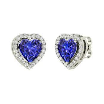 Tanzanite Taglio Cuore Con Diamanti 5 Ct. Orecchini a bottone Oro 14K - harrychadent.it