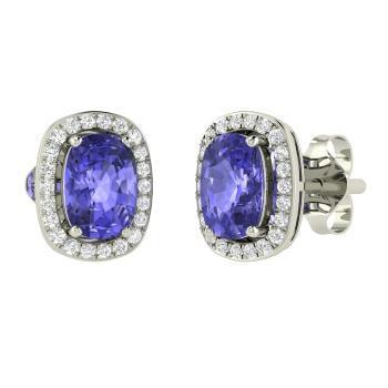 Tanzanite blu con orecchini a lobo con diamante oro bianco 5.50 carati - harrychadent.it