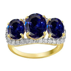 Tanzanite ovale e diamanti rotondi 6 carati anniversario anello gioielli