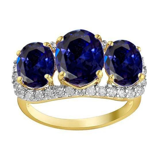Tanzanite ovale e diamanti rotondi 6 carati anniversario anello gioielli - harrychadent.it