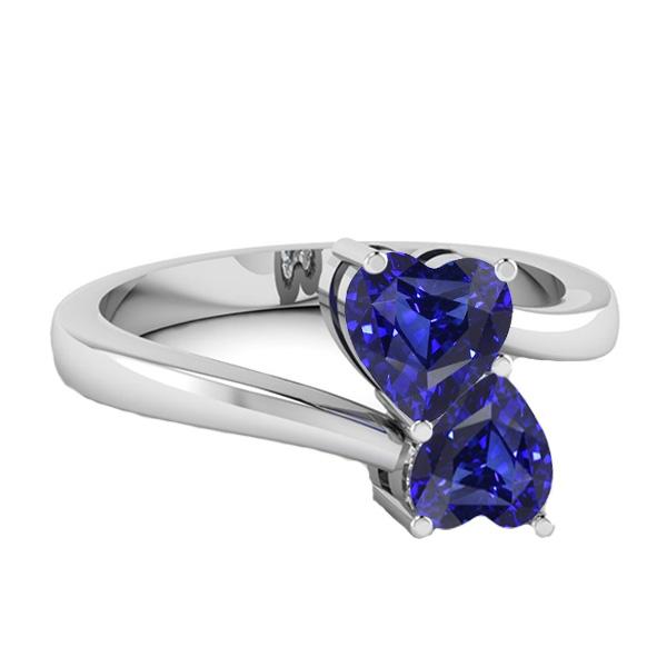 Toi et Moi Anniversario Anello Taglio Cuore Zaffiro Ceylon 1.50 Carati Oro - harrychadent.it