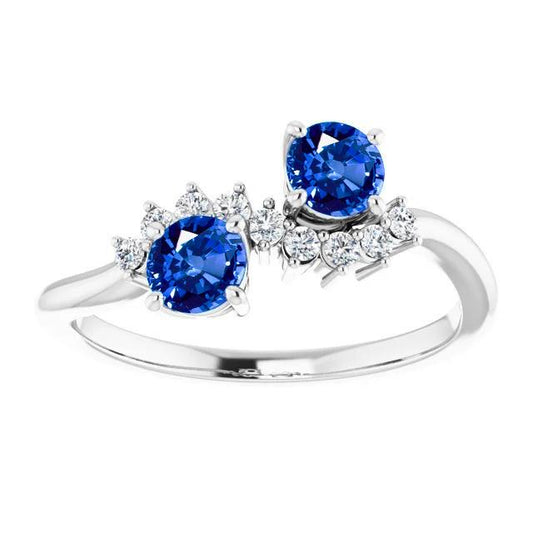 Toi et Moi Diamond Ring 1.18 Carati Zaffiro di Ceylon Gioielli da donna 14K - harrychadent.it