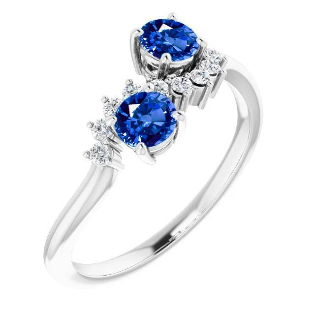 Toi et Moi Diamond Ring 1.18 Carati Zaffiro di Ceylon Gioielli da donna 14K - harrychadent.it