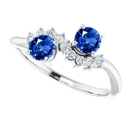 Toi et Moi Diamond Ring 1.18 Carati Zaffiro di Ceylon Gioielli da donna 14K - harrychadent.it