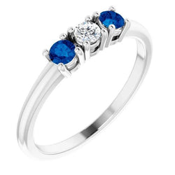 Tre anelli di diamanti in pietra 0.60 carati cyylon blue zaffiro gioielli nuovo