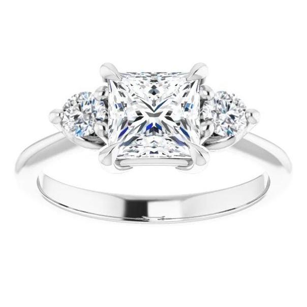 Tre pietre Princess Diamond Ring con pietre rotonde oro 2.25 carati - harrychadent.it