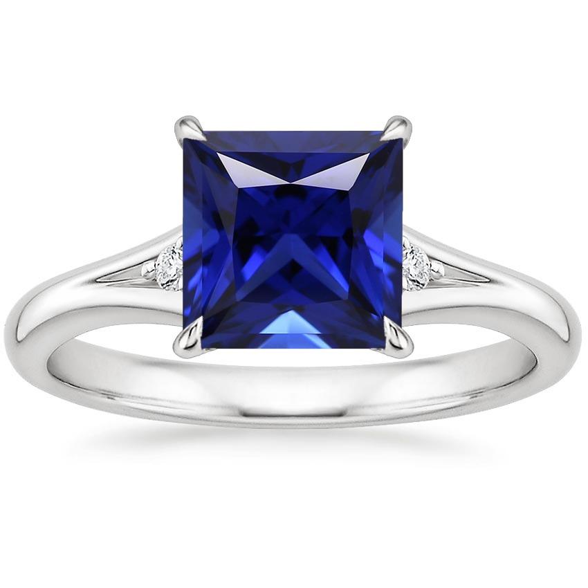 Tre pietre blu zaffiro e diamante 5.25 carati Princess - harrychadent.it