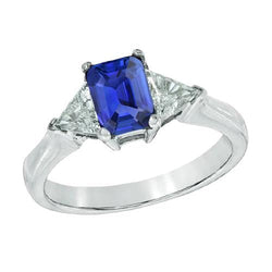 Trilioni di diamanti anello zaffiro 2 carati zaffiro di Ceylon 3 punte di pietra