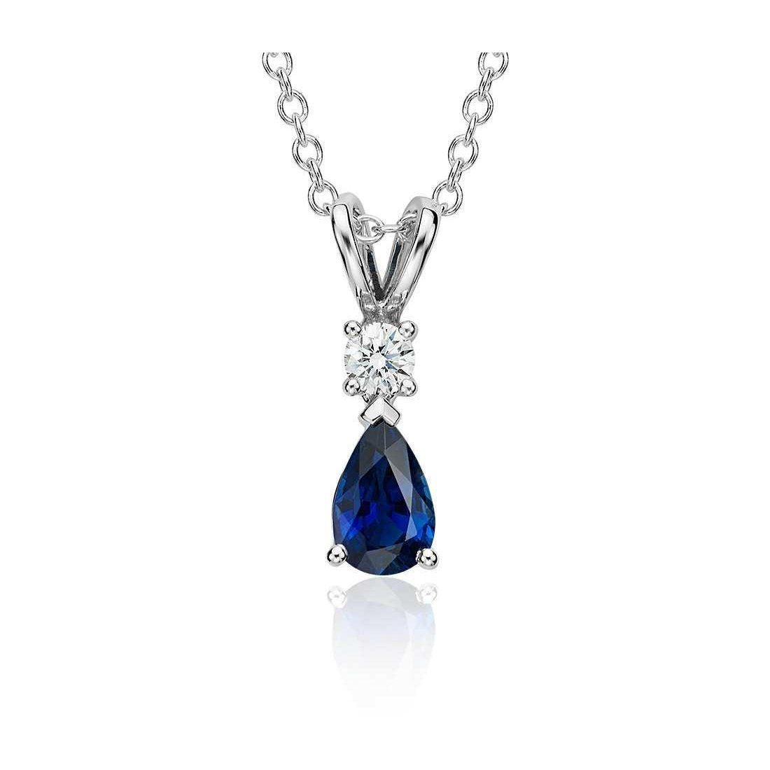 Zaffiro blu con collana pendente di diamanti 2 carati oro bianco 14 carati - harrychadent.it