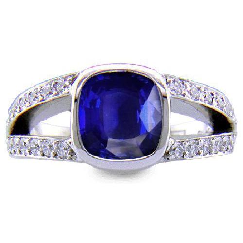 Zaffiro di Ceylon e anello di diamanti in oro bianco 14 carati 4,5 carati - harrychadent.it