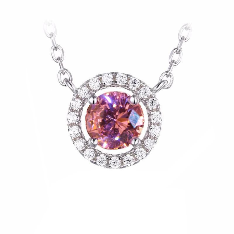 Zaffiro rosa 3 carati con pendente in oro bianco con collana di diamanti 14K - harrychadent.it