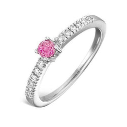 Zaffiro rosa e anello di diamanti 1.45 carati pietra preziosa oro bianco 14K