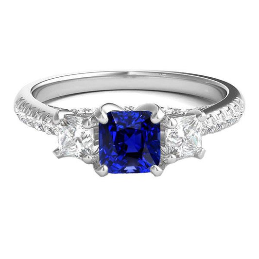 Cuscino Gemma Zaffiro Blu Anello Principessa Diamanti 2.50 Carati - harrychadent.it