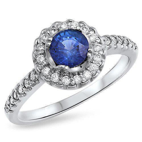 anello con zaffiro blu e diamanti dello Sri Lanka da 1,60 ct con oro bianco 14 carati - harrychadent.it