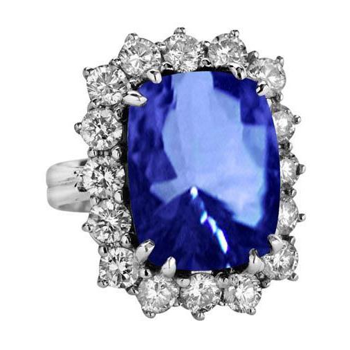 Anello da 6.51 ct con zaffiro dello Sri Lanka a cuscino e diamanti rotondi - harrychadent.it