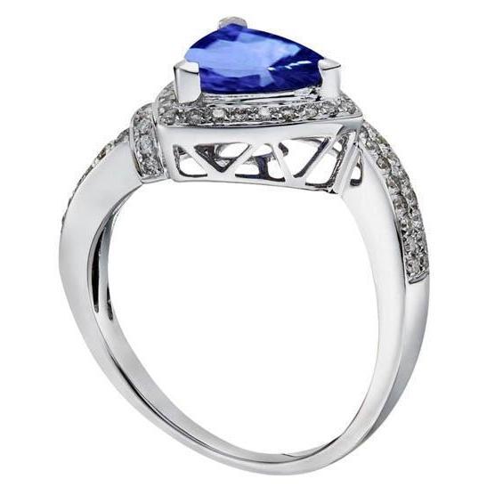 anello con zaffiro di Ceylon e diamanti tondi da 1,50 ct e oro bianco 14 carati - harrychadent.it