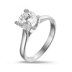 anello di fidanzamento con diamante solitario rotondo 2 carati in oro bianco 14K