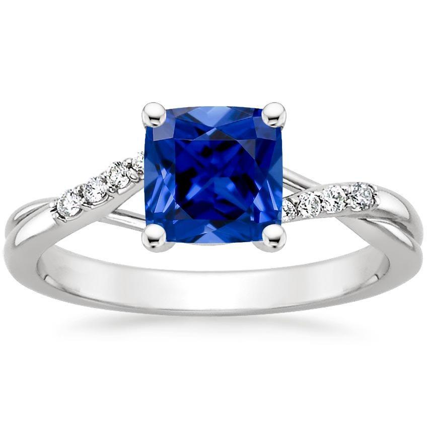 Anello solitario diamante cuscino zaffiro blu con accenti 2.50 carati - harrychadent.it