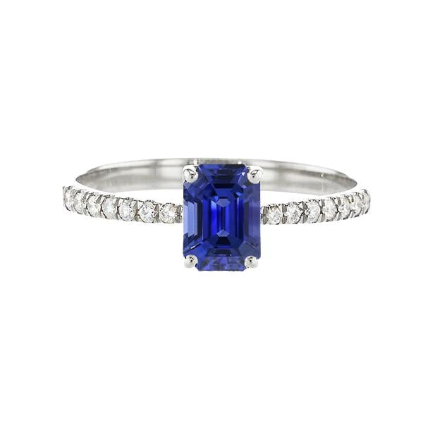 Anello solitario smeraldo con zaffiro blu e pavé di diamanti 2.50 carati - harrychadent.it